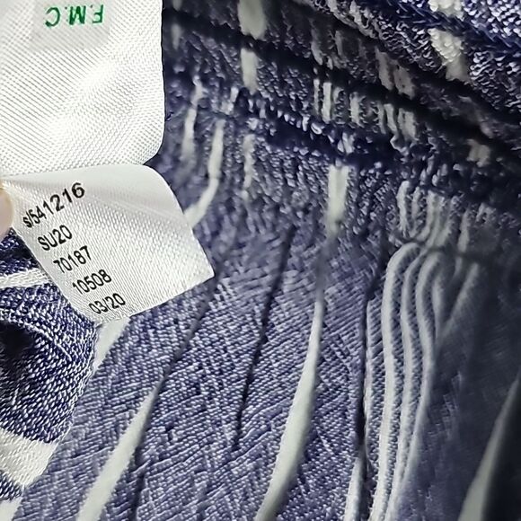 LOFT -241 NWT Blue White Striped Smocked Peplum Tank Top Blouse Women's Medium - Picture 7 of 9